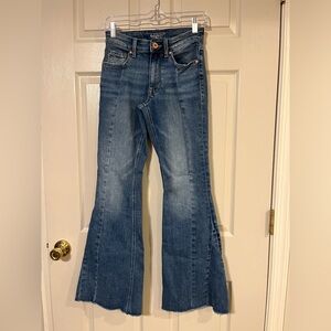 Maurices Classic Blue Flare Stretch Raw Hem Jeans Size 2 Regular